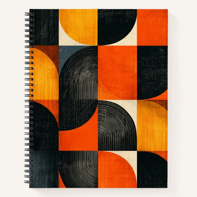 Mid Century Modern Geometric Fall Colours Notebook (Front)