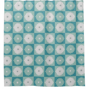 Mid Century Modern Geometric Flower Shower Curtain