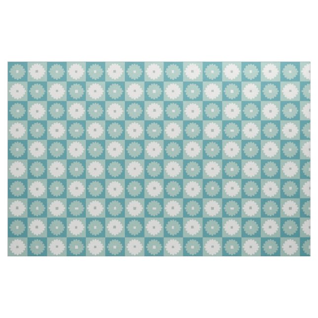 Mid Century Modern Geometric Flowers Cotton Fabric (Fat Quarter)