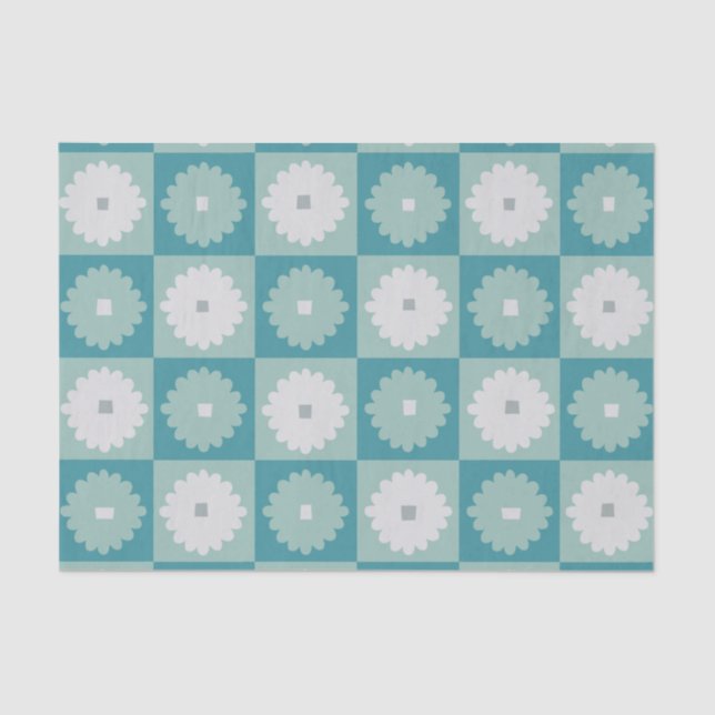 Mid Century Modern Geometric Flowers Tissue Paper (Front)