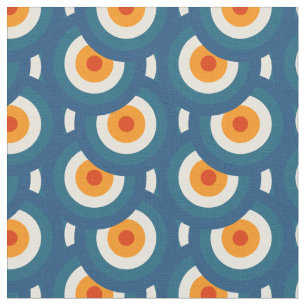 Mid-Century Modern Geometric Funky Circle Pattern Fabric