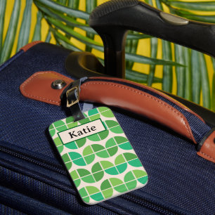 Mid Century Modern geometric green custom Luggage Tag