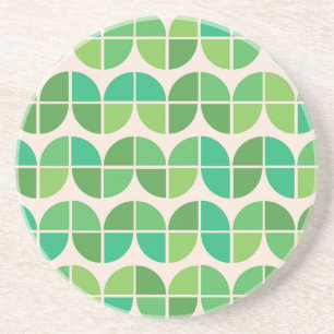  Mid Century Modern Geometric Green Pattern  Coaster
