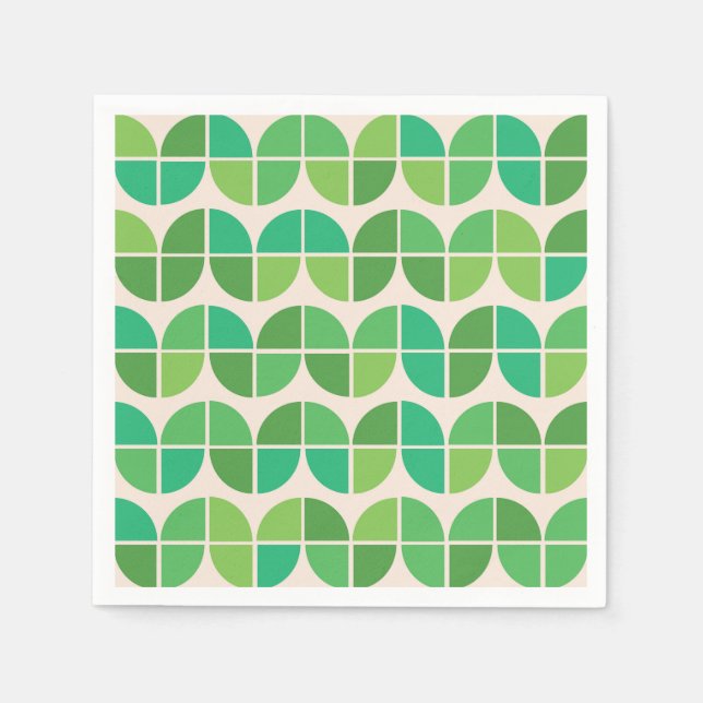  Mid Century Modern Geometric Green Pattern  Napkin (Front)