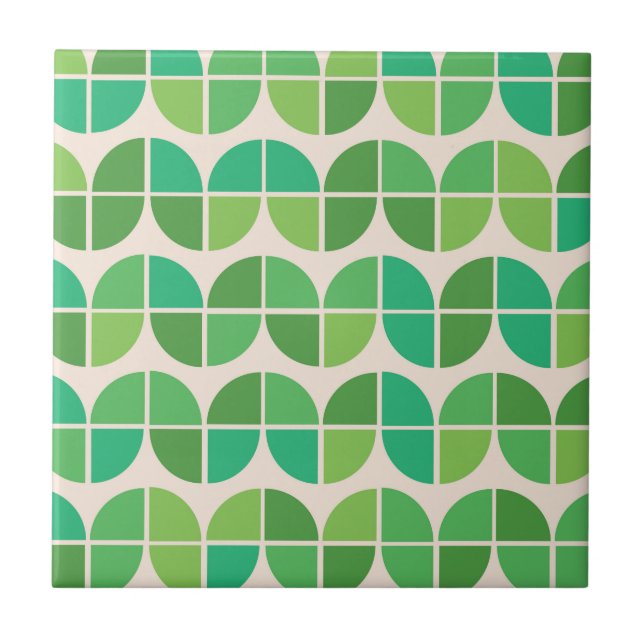  Mid Century Modern geometric green shapes  Ceramic Tile (Front)