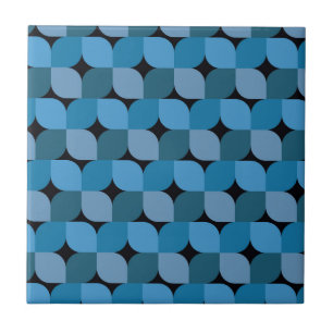 Mid century Modern Geometric in Blue and Turquoise Ceramic Tile