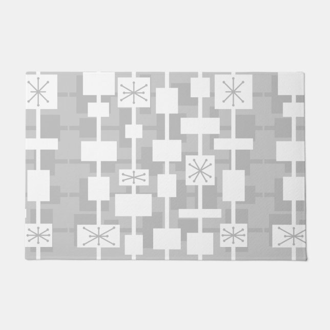 Mid Century Modern Geometric Light Grey Doormat (Front)