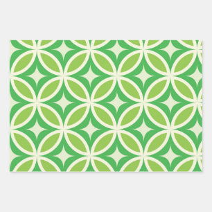 Mid Century Modern Geometric Lime Green Pattern  Wrapping Paper Sheet
