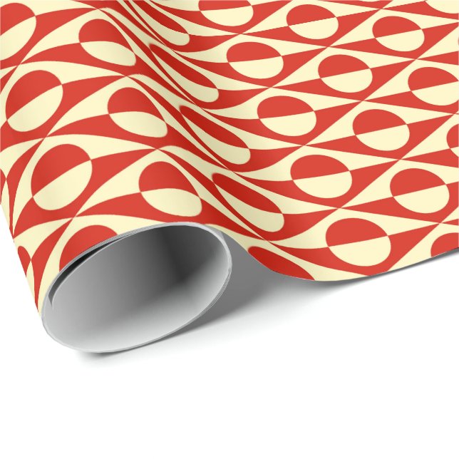 Mid-Century Modern geometric, mandarin orange Wrapping Paper (Roll Corner)