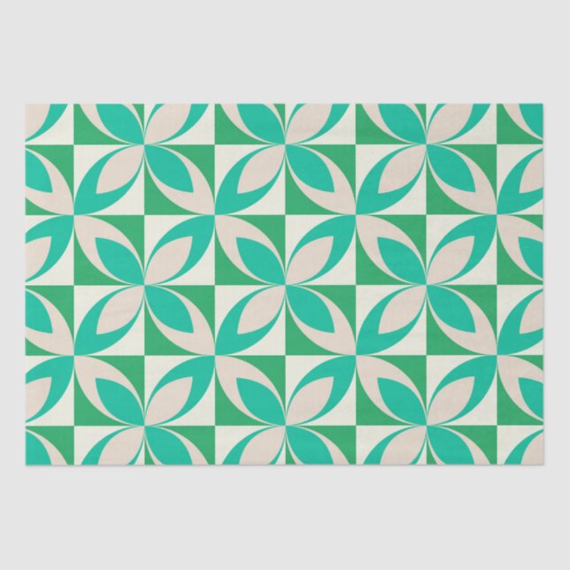 Mid Century Modern Geometric Mint Green Pattern  Tissue Paper (Front)