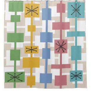 Mid Century Modern Geometric Multicolored 1 Shower Curtain