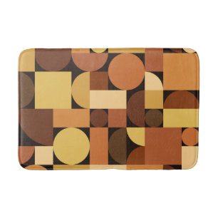 Mid Century Modern Geometric Orange Bath Mat