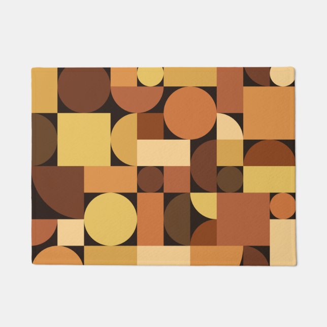 Mid Century Modern Geometric Orange Doormat (Front)