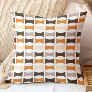 Mid Century Modern Geometric Orange Earthy Tones Cushion