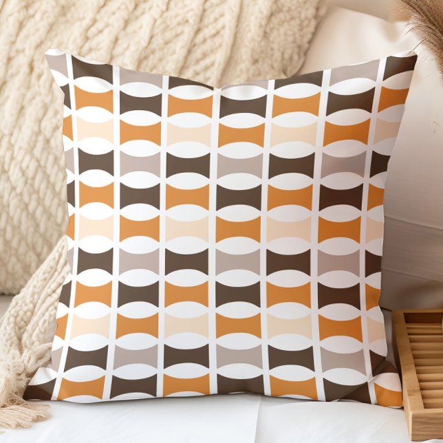 Mid Century Modern Geometric Orange Earthy Tones Cushion (Creator Uploaded)
