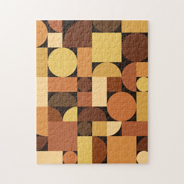 Mid Century Modern Geometric Orange Jigsaw Puzzle (Vertical)