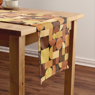 Mid Century Modern Geometric Orange Short Table Runner