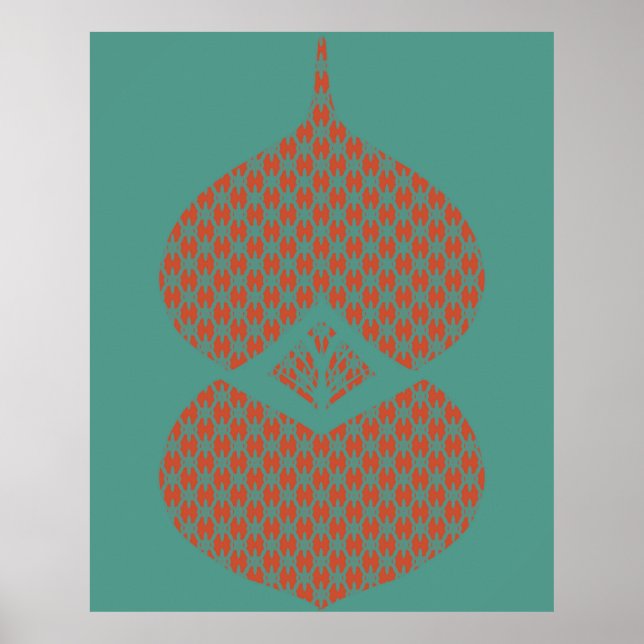 Mid Century Modern Geometric Orange Turquoise Poster (Front)