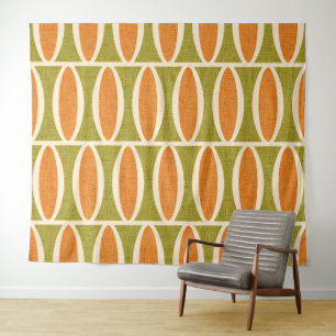 Mid Century Modern Geometric Oval Pattern Tapestry