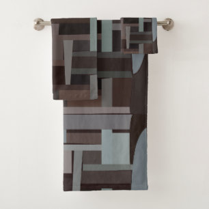 Mid Century Modern Geometric Pattern  Bath Towel Set
