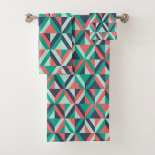 Mid-Century Modern Geometric Pattern Bath Towel Set