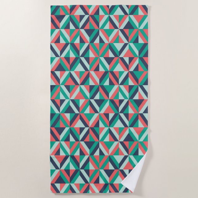 Mid-Century Modern Geometric Pattern Beach Towel (Front)