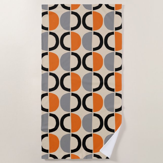 Mid Century Modern Geometric Pattern Beach Towel (Front)
