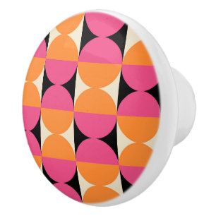 Mid Century Modern Geometric Pattern Ceramic Knob