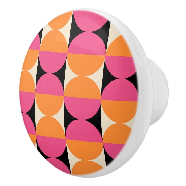 Mid Century Modern Geometric Pattern Ceramic Knob (Right)
