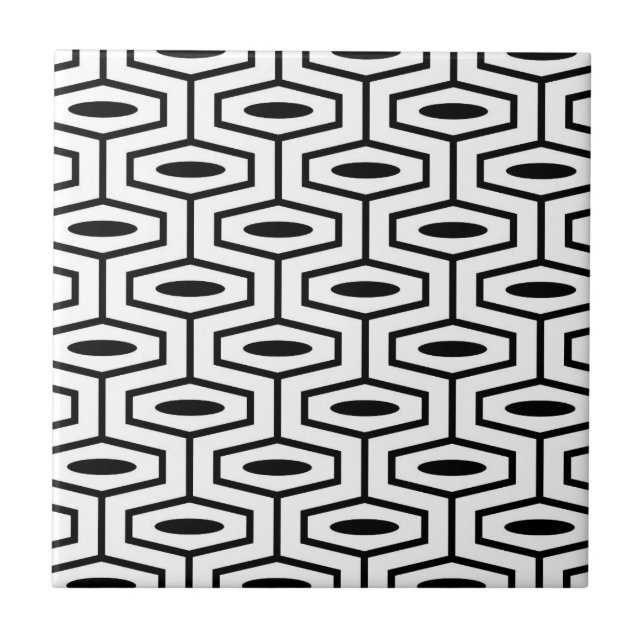 Mid Century Modern Geometric Pattern Ceramic Tile (Front)