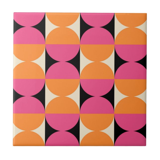 Mid Century Modern Geometric Pattern Ceramic Tile (Front)