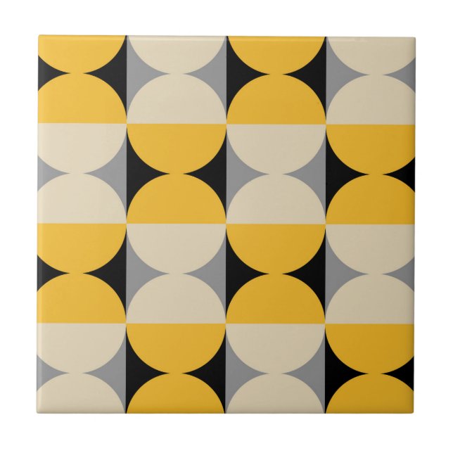 Mid Century Modern Geometric Pattern Ceramic Tile (Front)