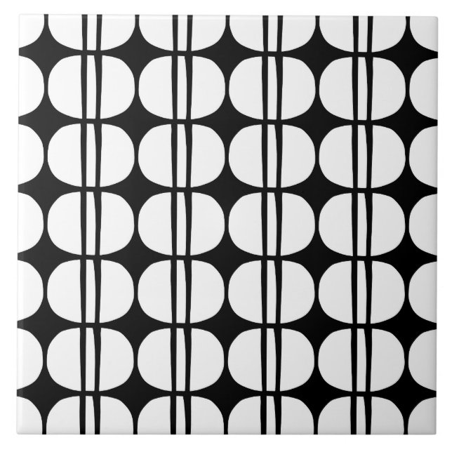 Mid Century Modern Geometric Pattern Ceramic Tile (Front)