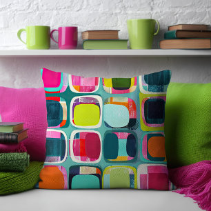 Mid Century Modern Geometric Pattern Colourful Cushion