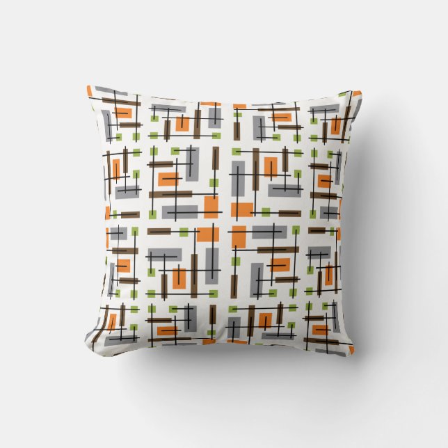 Mid Century Modern Geometric Pattern Cushion (Front)