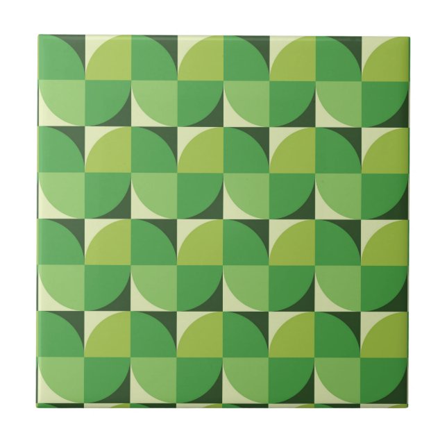 Mid century modern geometric pattern green   ceramic tile (Front)