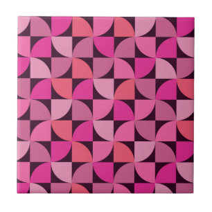 Mid Century modern geometric pattern pink   Ceramic Tile