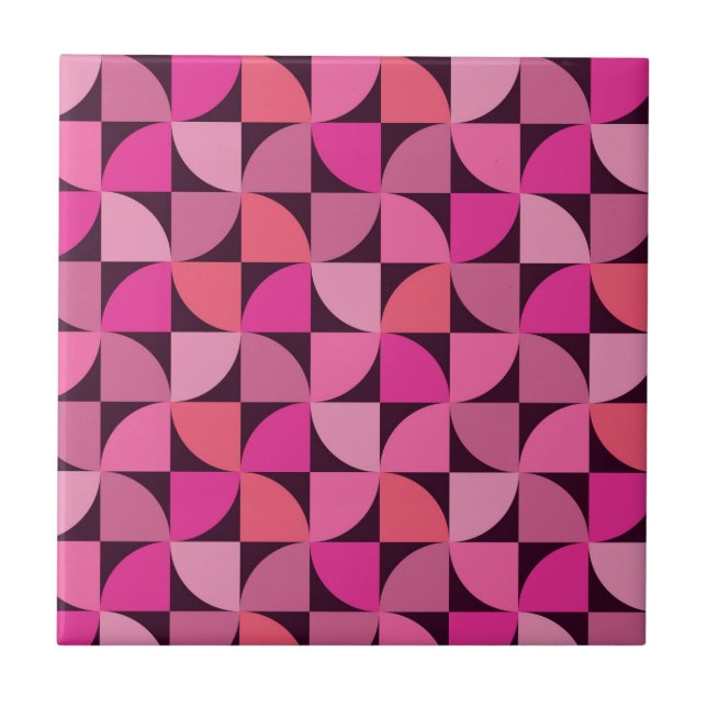 Mid Century modern geometric pattern pink   Ceramic Tile (Front)