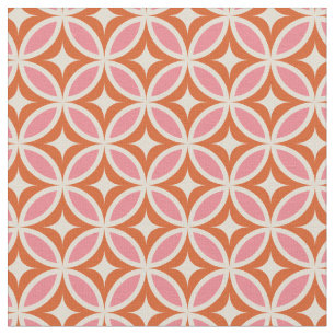 Mid Century Modern Geometric Pattern Pink Orange  Fabric