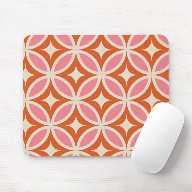 Mid century Modern Geometric pattern pink orange  Mouse Pad (With Mouse)