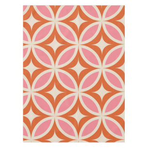 Mid century modern geometric pattern pink orange  tablecloth