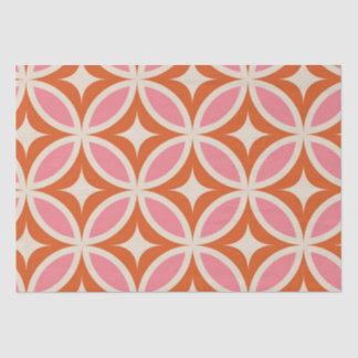 Mid century modern geometric pattern pink orange   tissue paper