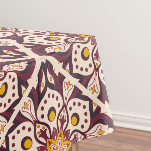 Mid-Century Modern Geometric Pattern – Retro Abstr Tablecloth (In Situ)