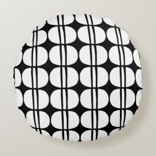 Mid Century Modern Geometric Pattern Round Cushion