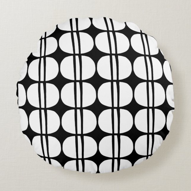 Mid Century Modern Geometric Pattern Round Cushion (Front)