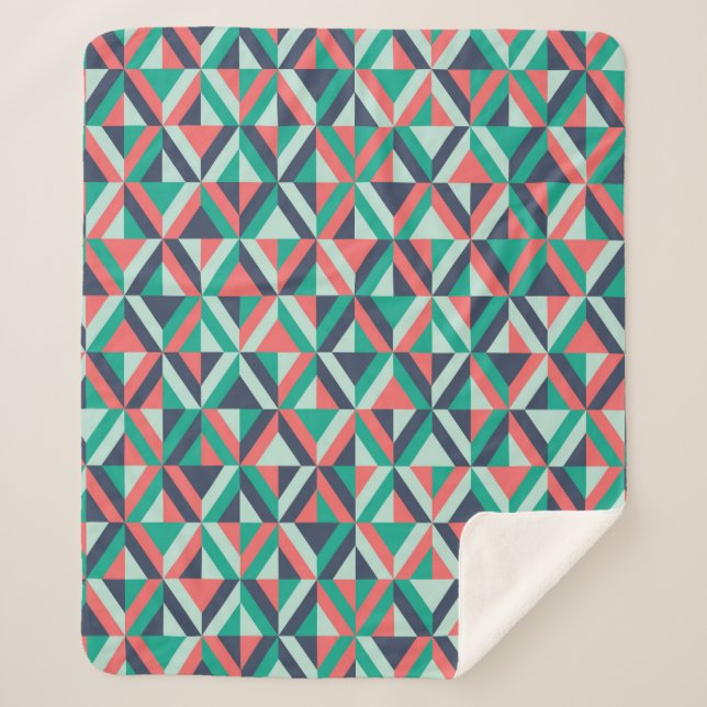 Mid-Century Modern Geometric Pattern Sherpa Blanket (Front)