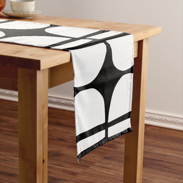 Mid Century Modern Geometric Pattern Short Table Runner (In Situ)