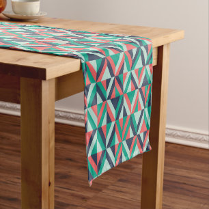 Mid-Century Modern Geometric Pattern Short Table Runner