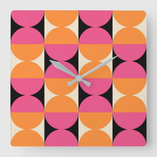 Mid Century Modern Geometric Pattern Square Wall Clock