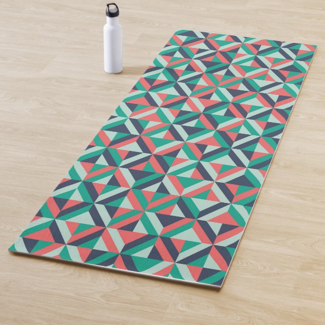 Mid-Century Modern Geometric Pattern Yoga Mat (In Situ)